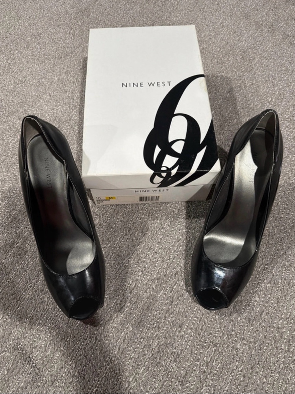 Nine West Black Peep-Toe Heels